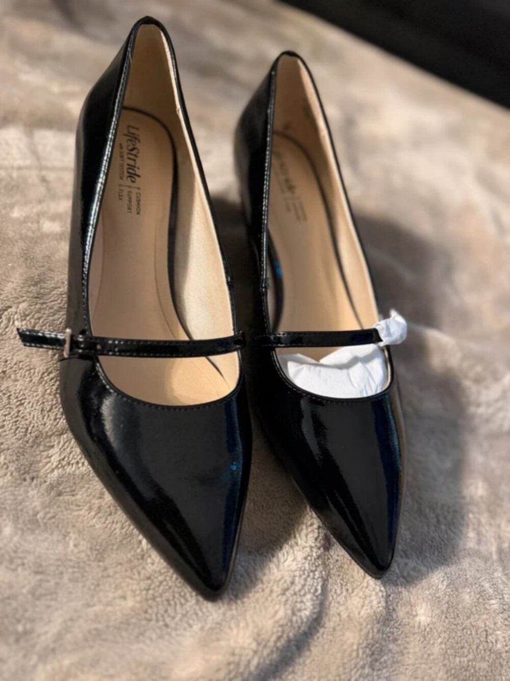 LifeStride Madelyn Mary Jane Pointed Toe Kitten Heel Pumps